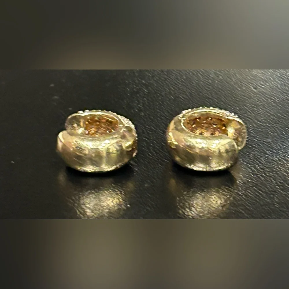18 Karat Gold and Pave Diamond Huggie Earrings - Picture 7 of 13
